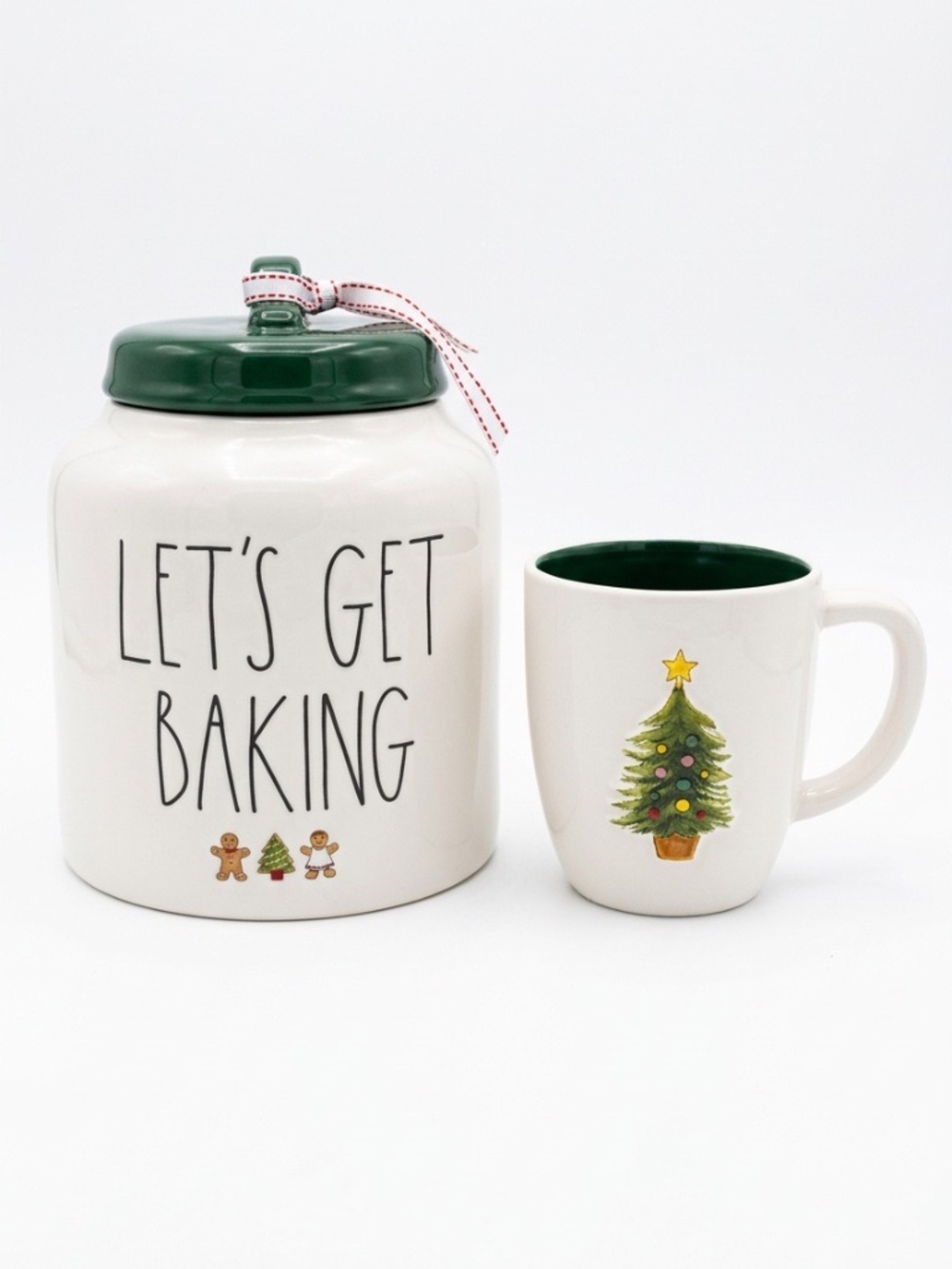 Rae Dunn “Let’s Get Baking” Chubby Christmas Canister and Mug set - NEW